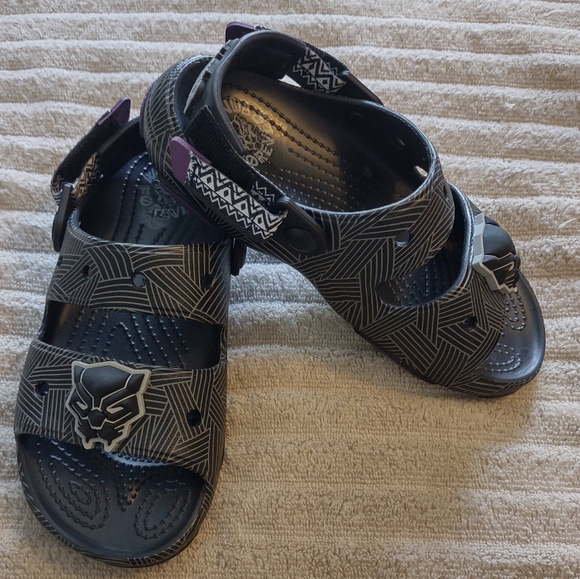 CROCS Other - NWOT Crocs x Marvel Black Panther Slip On All-Terrain Clogs Black Kids Size 3 J3